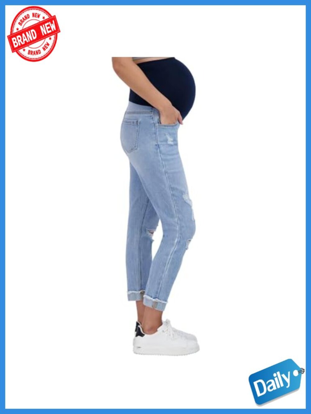 Maternity Ripped Jeans Over Belly Pregnancy Denim Size Down